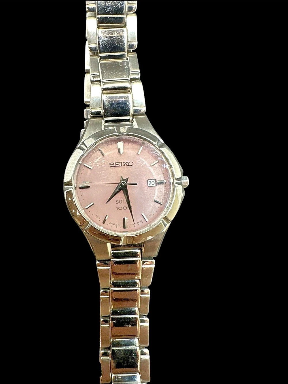 Seiko Women's Solar Pink Dial Stainless Steel Watch SUT315